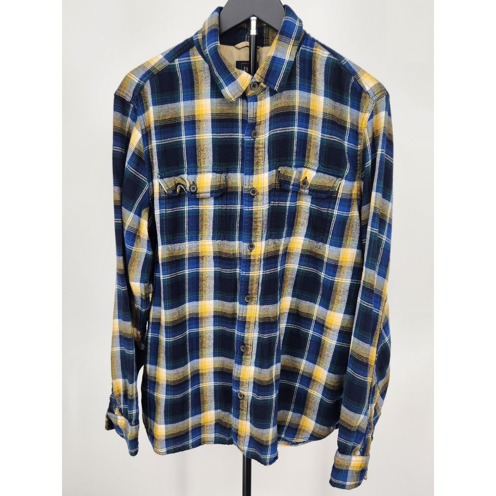 Gap x Pendleton Mens Blue Yellow Plaid Flannel Button Down Shirt Size L Regular